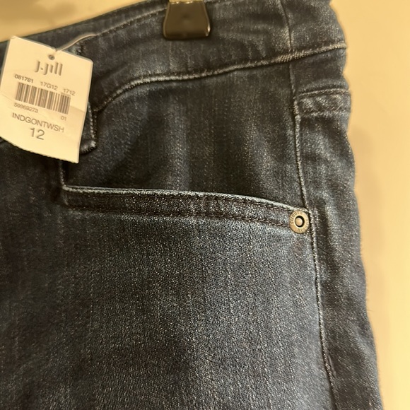J. Jill Indigo Night Wash Dark Blue Jeans Full Leg Smooth Fit Sz 12 - Picture 3 of 6